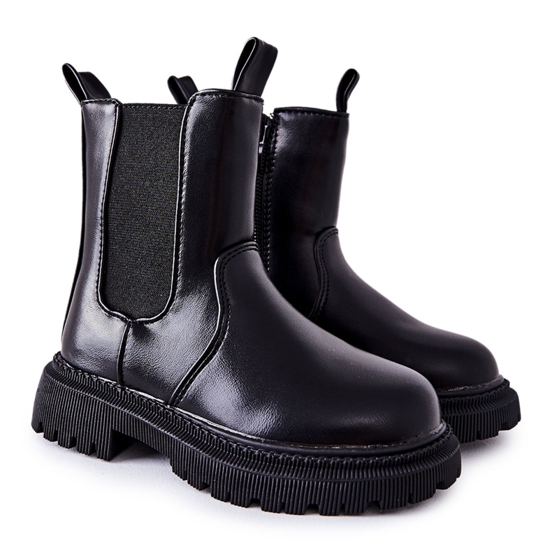 FR1 Bottes chaudes noires pour enfants Aletris le noir