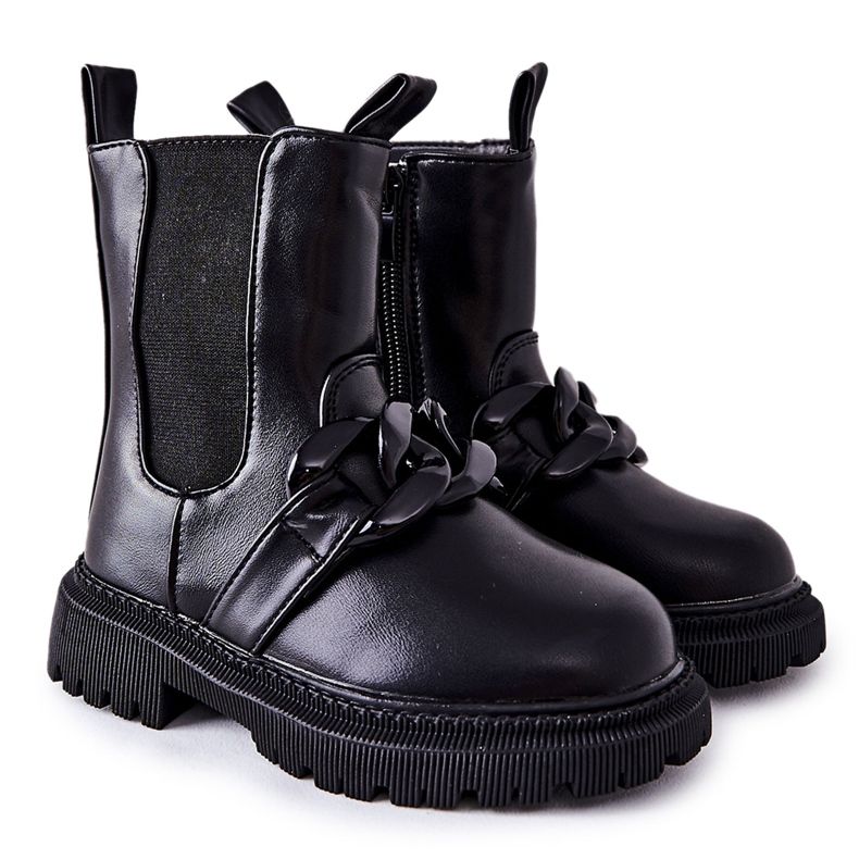 FR1 Bottes Enfant Chaud Noir Chaîne Hinea le noir FR1 Bottes Enfant Chaud Noir Chaîne Hinea le noir