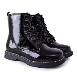 Vinceza Bottines Chaudes Enfant Laquées Noir Gessa