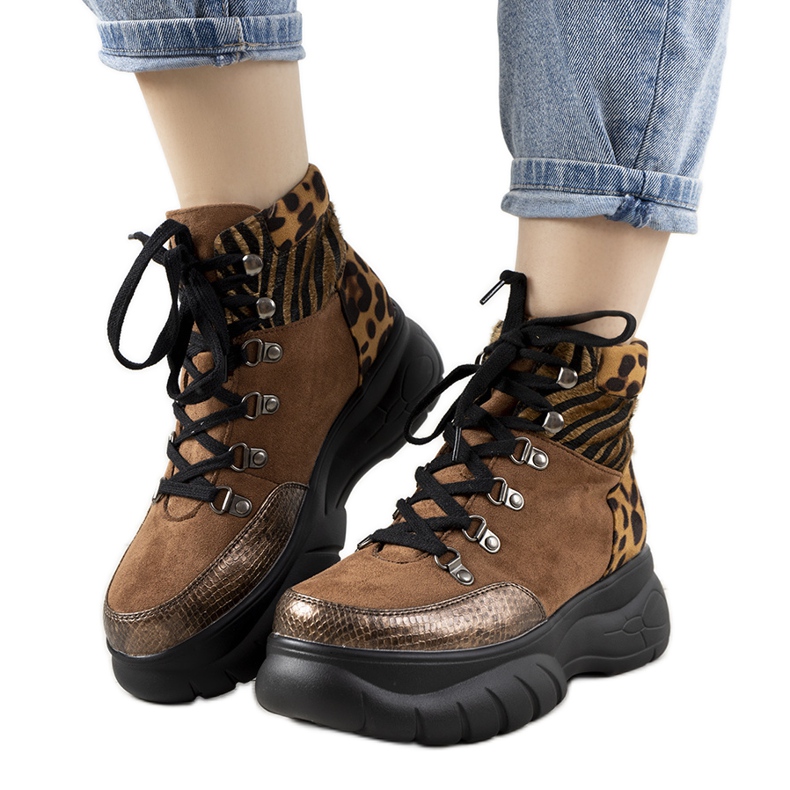 Baskets d'hiver marron sur le thème animal Cesaria brun