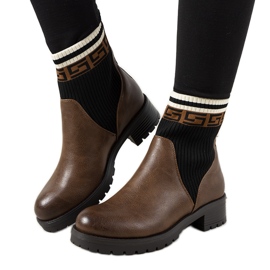 Boots marron à tige chaussette Tamez brun noir