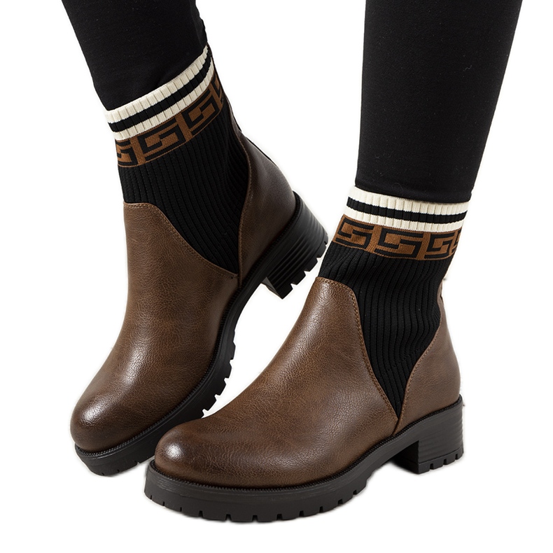 Boots marron à tige chaussette Tamez brun le noir