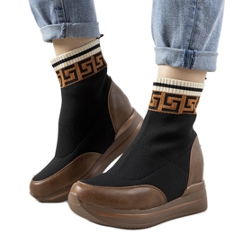 Baskets compensées marron Wanda brun noir