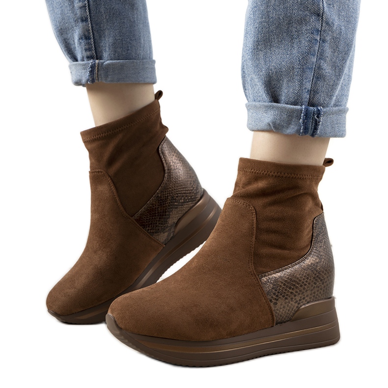 Baskets marron avec empiècement en peau de serpent Garibay brun Baskets marron avec empiècement en peau de serpent Garibay brun