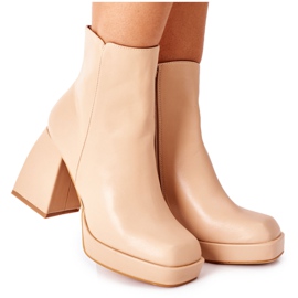 Bottes d'éco-cuir chaudes des femmes beige