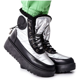 S.Barski Bottes de neige chaudes argentées Kennilis pour femmes noir