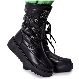 S.Barski Bottes de neige chaudes noires pour femmes Chardonnay