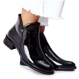 Bottines Chaudes Plates Laquées Sergio Leone BT540 Noir