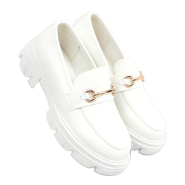 Blanc YY11 Mocassins blancs à semelle épaisse