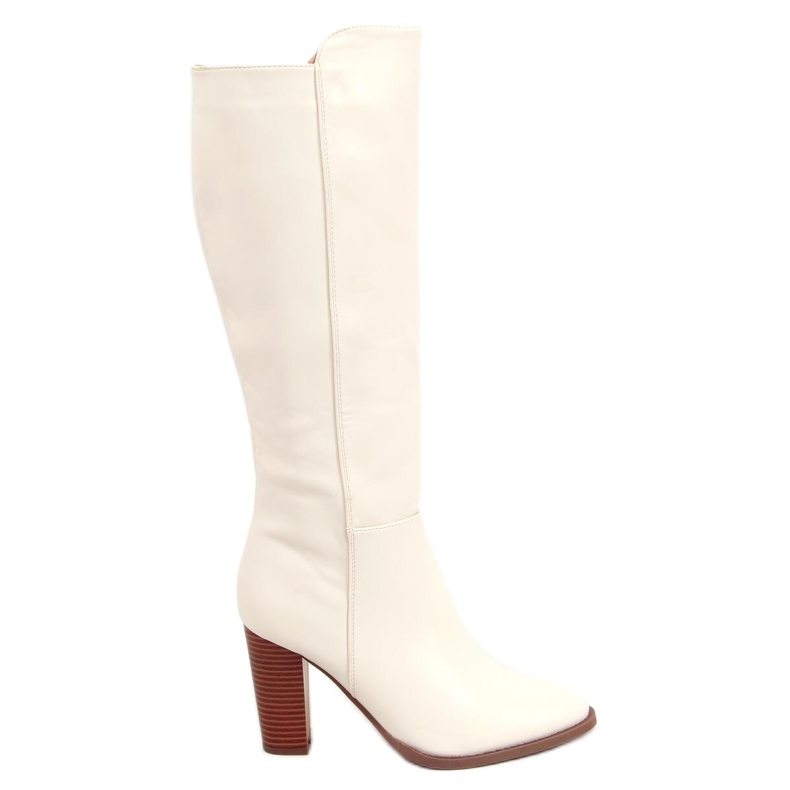 Bottines à talons, couleur crème UK03P Beige