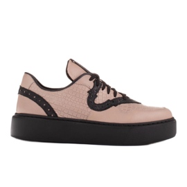 Marco Shoes Baskets légères en cuir naturel beige Marco Shoes Baskets légères en cuir naturel beige