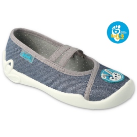 Slippers de Befado Children 116x298 avec application bleu marine gris