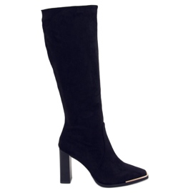 Bottines à talon en daim noir Clara le noir