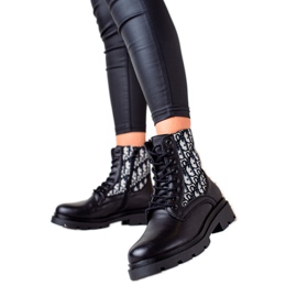 Goodin Bottines à lacets avec motif noir