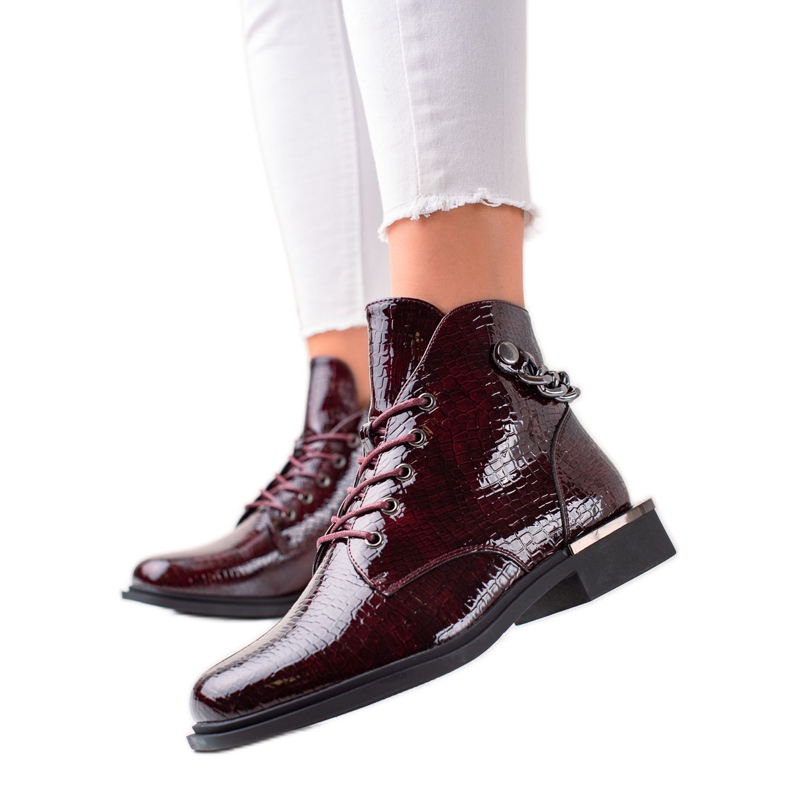 Bottines vernies élégantes par Sergio Leone bordeaux