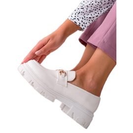 Diamantique Mocassins en cuir écologique blanc