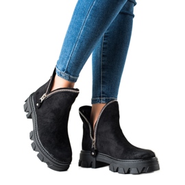 Sweet Shoes Bottines en daim avec fermeture éclair noir