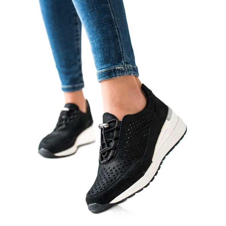 Baskets en cuir à paillettes VINCEZA le noir Baskets en cuir à paillettes VINCEZA le noir