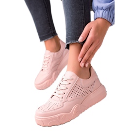 Baskets en cuir ajouré VINCEZA rose