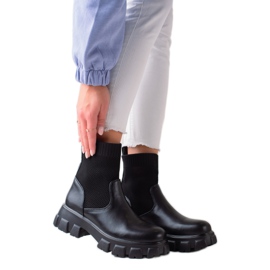 TRENDI Bottes Avec Chaussette Ajourée le noir