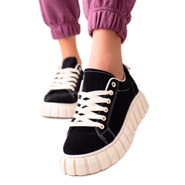 Sweet Shoes Baskets en daim sur la plate-forme le noir