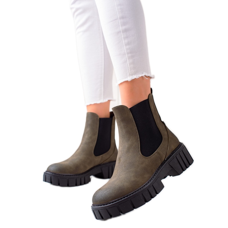 Bottines Chelsea en cuir écologique de Sergio Leone vert