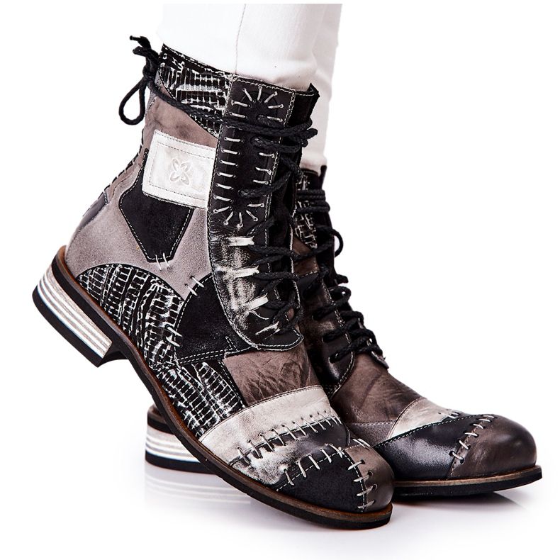 Bottes Jodhpur en cuir gris Maciejka 05095-03 le noir