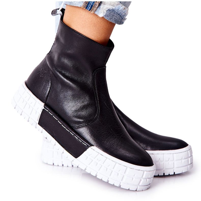 Maciejka Bottes En Cuir Sur La Plateforme Noir 05216-01 le noir