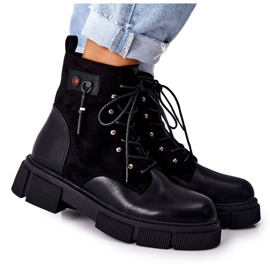 POTOCKI Bottes en cuir de travailleurs nouées en noir à votre façon ! le noir