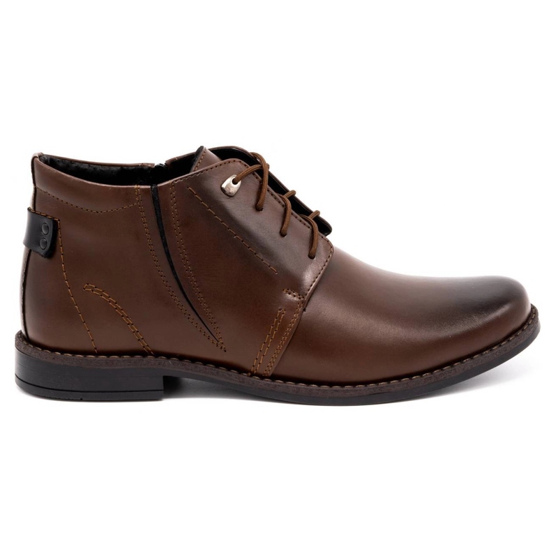 Olivier Bottes d'hiver en cuir pour hommes 336LU marron brun