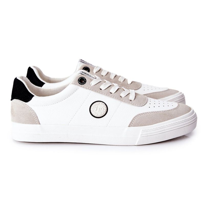 Baskets en cuir pour hommes Big Star II174009 Blanc-Beige blanche