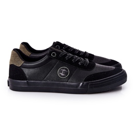 Baskets en cuir pour hommes Big Star II174008 Noir-Vert le noir