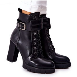 POTOCKI Bottes sur un haut poste noir attaché Fasha