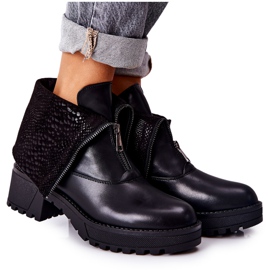 Vinceza Bottines Cuir À Talons Hauts Noir Challonte