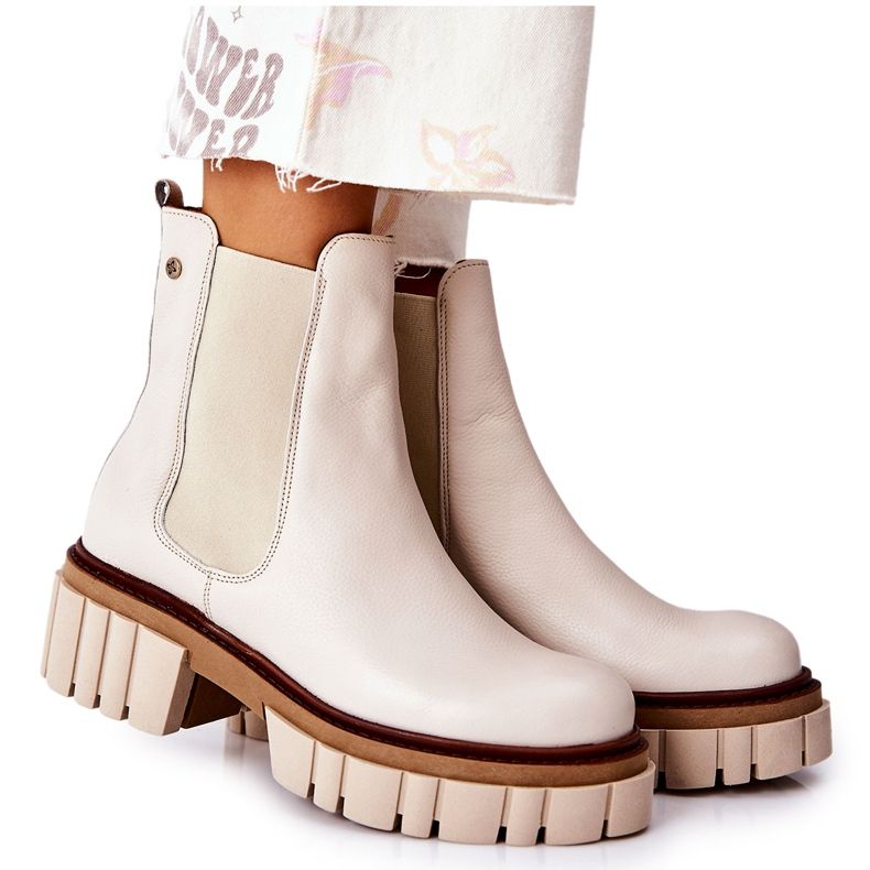 Bottes de Travailleurs en Cuir Beige Maciejka 05312-04 Bottes de Travailleurs en Cuir Beige Maciejka 05312-04