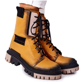 Bottes Cuir Bottes Chaudes Maciejka Jaune 05113-07 noir doré