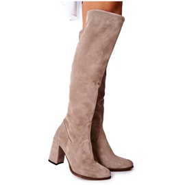 Bottines Shernan en daim cappuccino beige