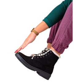 TRENDI Bottes Trappeurs Avec Fourrure Sur La Tige noir