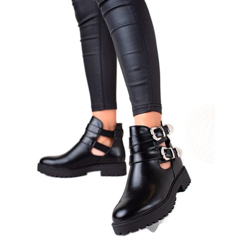 Bestelle Bottes noires à boucles le noir Bestelle Bottes noires à boucles le noir