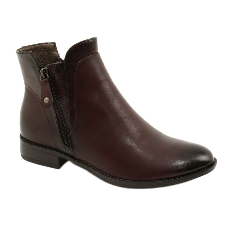 Bottines Cuir Daszyński AM65-91 Bordeaux le noir rouge