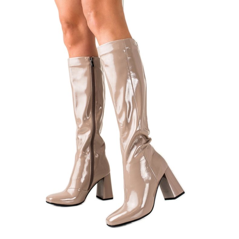 S. BARSKI Bottines chatoyantes à talons par S.BARSKI beige S. BARSKI Bottines chatoyantes à talons par S.BARSKI beige