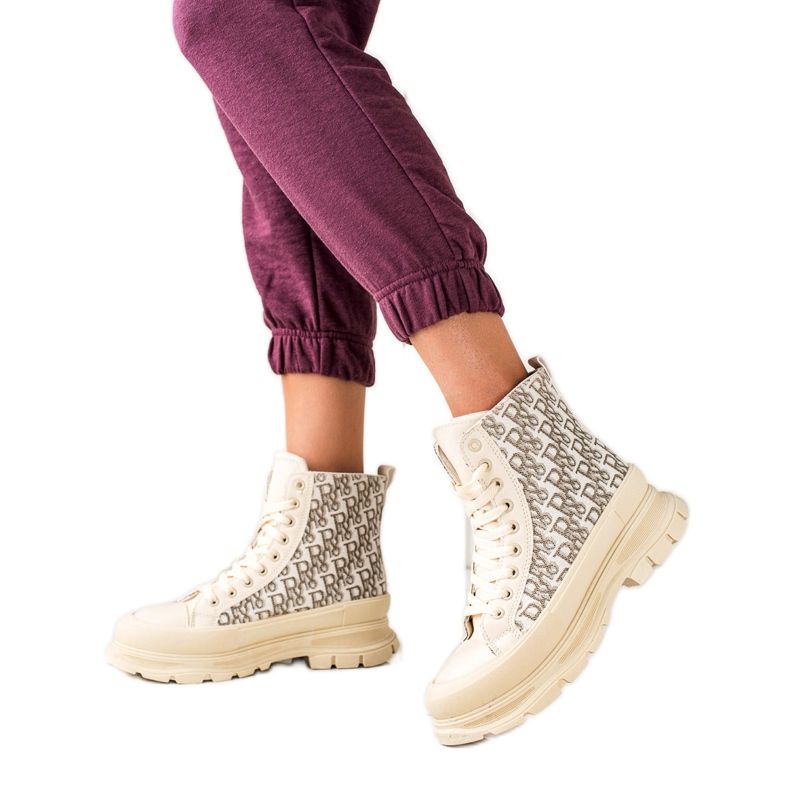 TRENDI Baskets mode hautes beiges