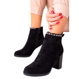 TRENDI Bottines élégantes en daim à talons hauts le noir