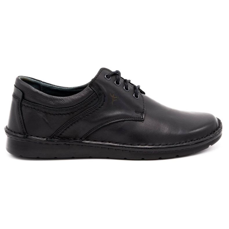 Olivier Chaussures casual en cuir pour hommes 7095 grain noir le noir