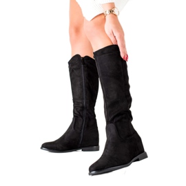 TRENDI Bottes compensées classiques le noir