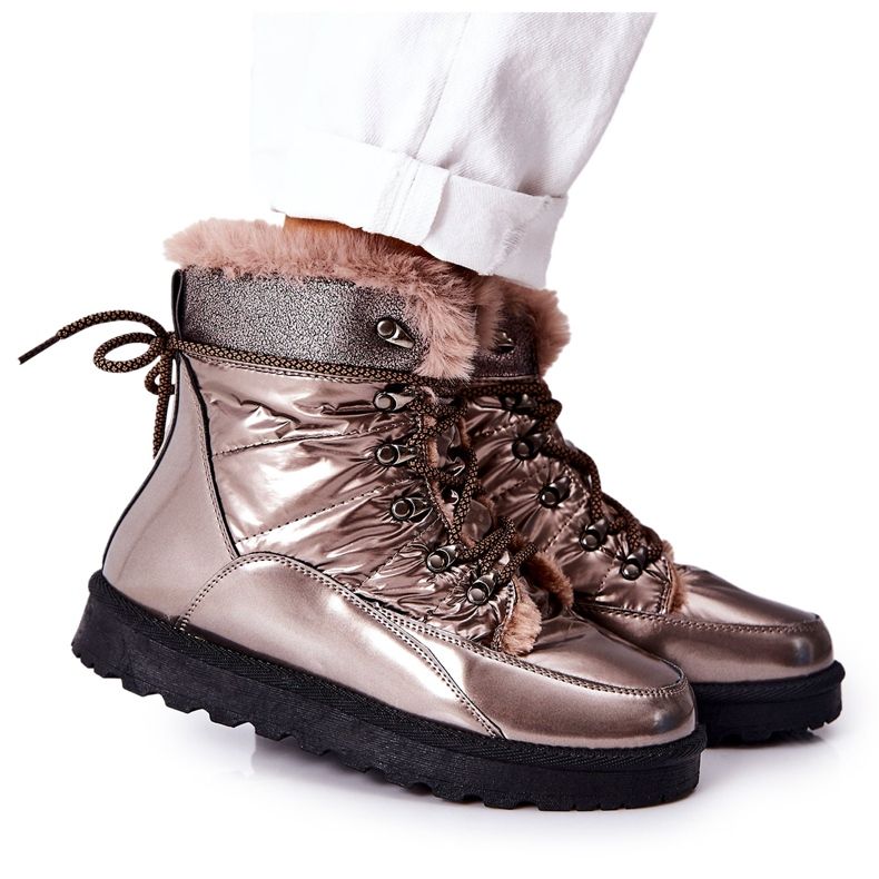POTOCKI Bottes de neige hautes isolées en fourrure Golden Sneezy d'or