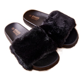 PH1 Pantoufles En Caoutchouc Avec Fourrure Emmie Noire