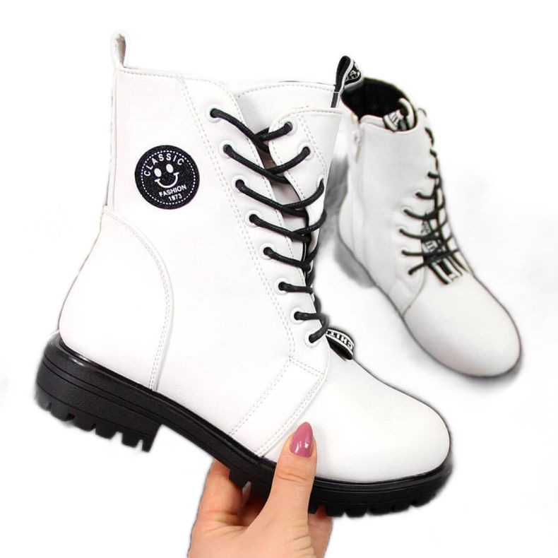 Boots isolées asymétrique Jr EVE322B blanc blanche