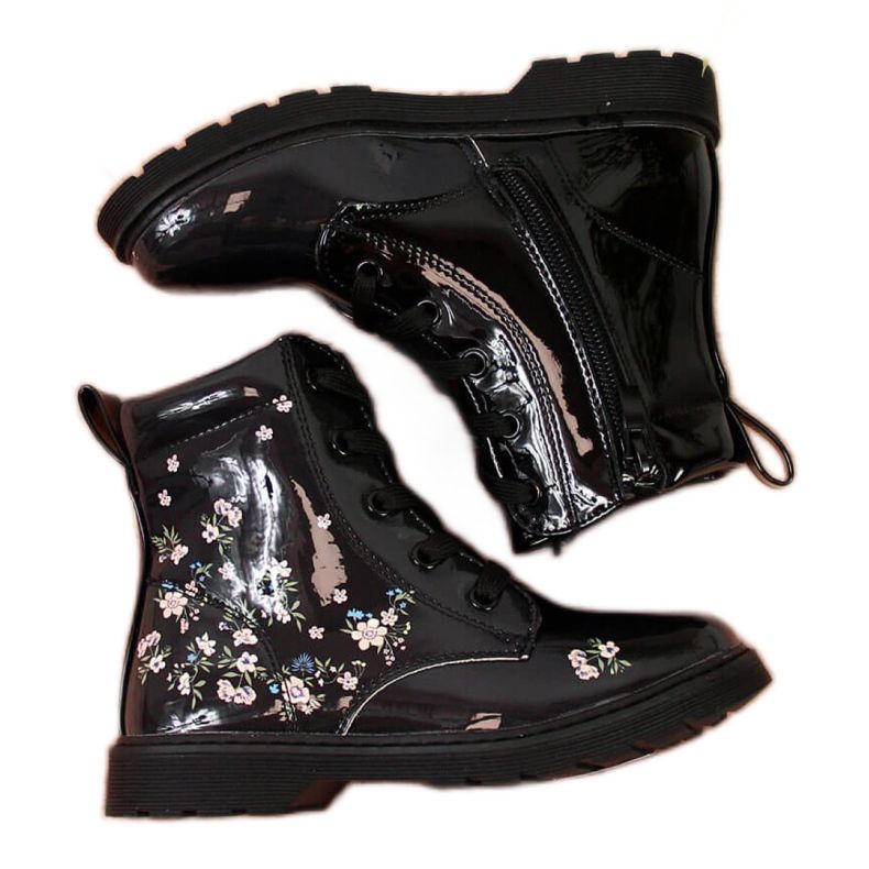 Bottes noires filles isolées Jr EVE326 blanche le noir