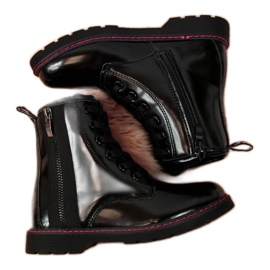 Boots laquées isolées Jr EVE327A noir blanche le noir
